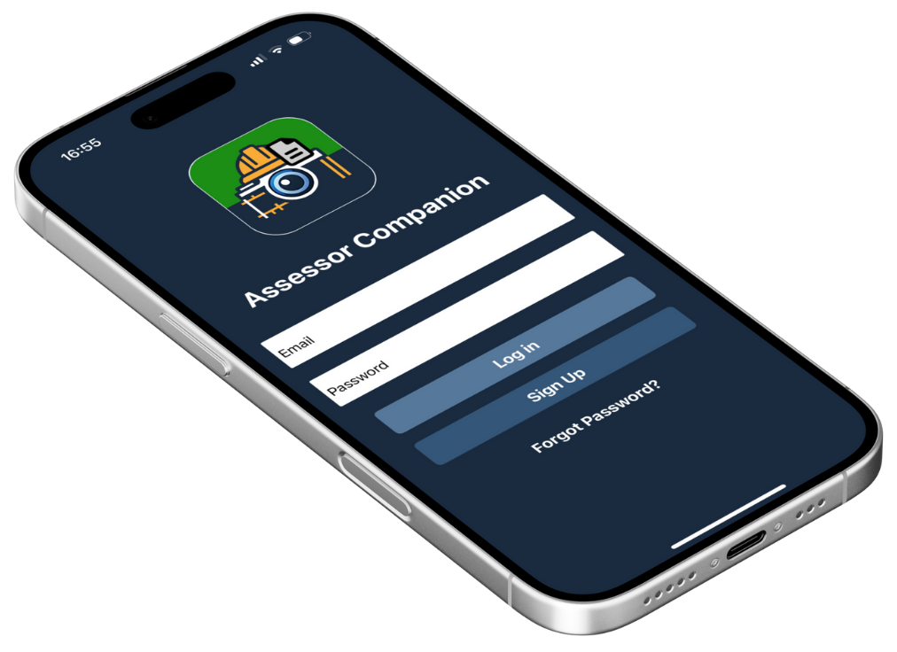 Buildsnapper Assessor app for DEA professionals showing client reports and evidence review interface on tablet